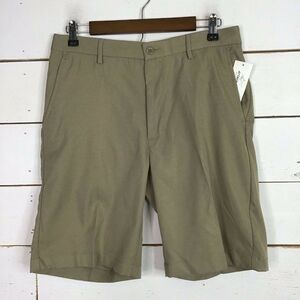 New Greg Norman Flat Front Shorts Stretch RapidDry Dusty Willow Tan Men's 36